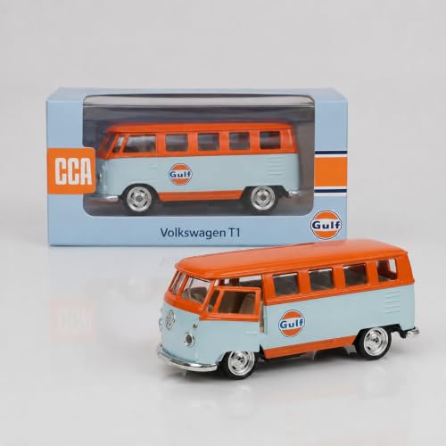 Image of Wizplex CCA Volkswagen T1 Gulf 1:64 Officially Licensed Premium Die Cast Metal Car in Acrylic Display Case - Openable Doors, Collectible Classic Van Showpiece for Collectors & Kids 3+