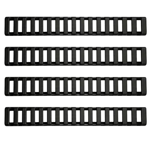 GlawTab 4-Piece Soft Rubber Rail Covers for 20mm Picatinny Rails - Cuttable Anti-Slip Tactical Panels Compatible with M4, MK18, 416, and AR Accessories (4, Black)