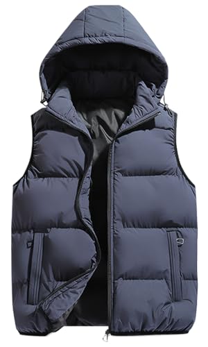 Image of SEAUR Mens Puffer Vest Warm Down Zipper Lightweight Waterproof Sleeveless Coat Jackets with Pockets Hooded