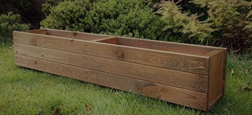 Ruddings Wood Extra Large Wooden Garden Planter Plant Pot Box Flower Herb Veg Wood Trough Outdoor Long 3 Board, Brown