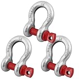 ZORUNNA 5 Pcs 3/8'' D Ring Anchor Shackles, Galvanized Screw Pin Galvanized Screw Pin Heavy Duty Shackle for Tow Strap/Winch/Traction Steel Wire/Vehicle Recovery,1 Ton (2204 lbs) Working Load Limit