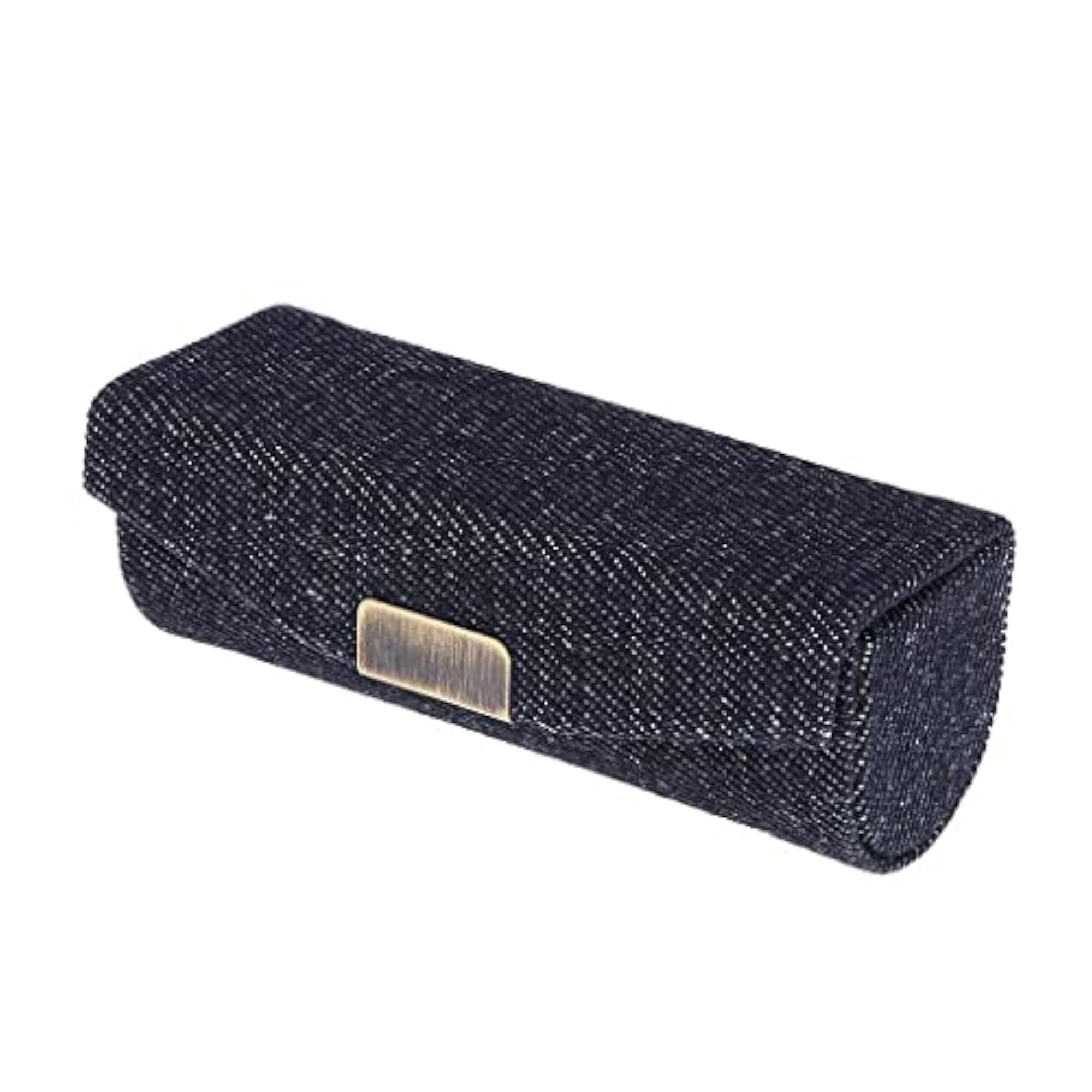 Denim Lip Gloss Holder Lipstick Storage Case with Mirror, Purplish Blue
