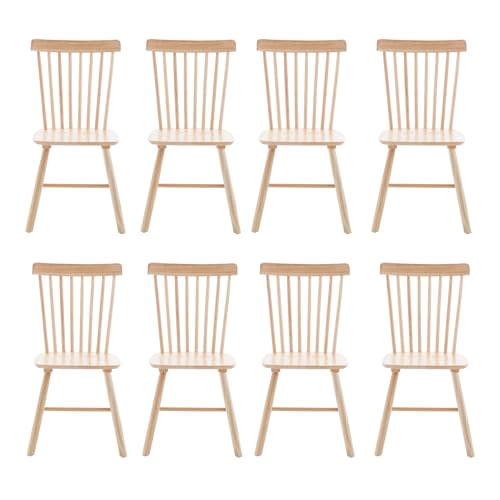 chairus Dining Chairs Set of 8, Dining Room Side Chair Farmhouse Natural Wooden Kitchen Chairs Windsor Dining Chair Vintage High Back Dining Chairs for Dining Room Kitchen Restaurant - Natural