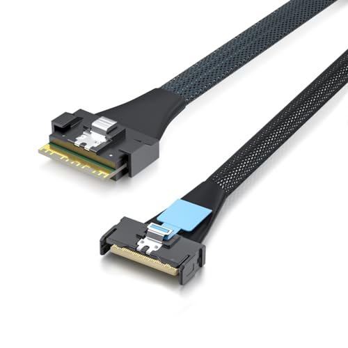 ipolex PCIe4.0 SlimSAS to MCIO Cable, SFF-8654 to SFF-TA-1016 8i Certified, Mini Cool Edge HD Connector, 85-ohm Enterprise Server Cable for Storage Array/Data Center, 0.75~0.8m(2.46~2.62ft)