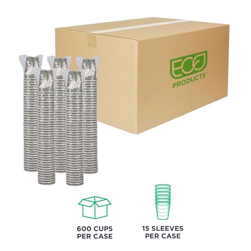 ECO PRODUCTS Compostable Disposable Insulated World Art 12oz Coffee Cups, Case of 600, Renewable Double-wall Hot Paper Cup, Plant Based PLA Lining, No Sleeves Needed, Color Coded by ECO PRODUCTS - Image 2