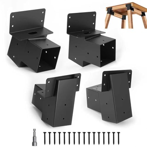 TAYORY Deer Stand Brackets 4-Pack, 4x4 Compound Angle Brackets, Black Powder-Coated Deer Hunting Bracket for Deer Stand, Tree House, Shooting Shack & Outdoor Platforms