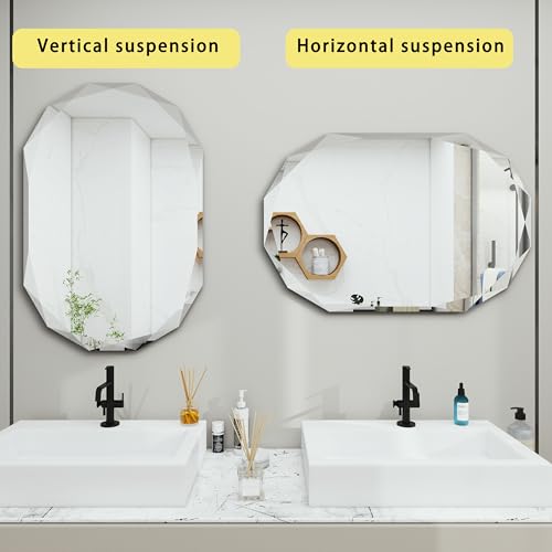 Beveled Bathroom Mirror, 20X30 Inch Single Beveled Edge Frameless, Beveled Edge Mirror，for Living Room Bedroom Entryway Mantel Hallway Decoration, Hang Horizontally or Vertically (20 * 30inch) by YUNSHANGGE - Image 6