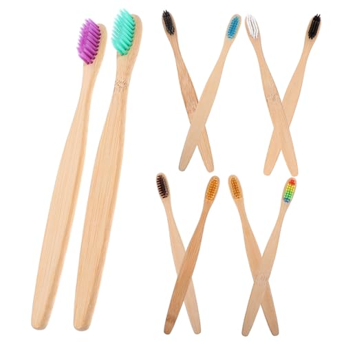 Ipetboom 10Piezas Bamboo Toothbrush Brushes For Oral Health Care
