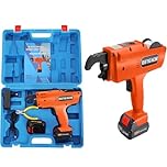 OUKANING Cordless Rebar Tying Machine for Φ8-34mm with 2 x 12V Batteries, Handheld Rebar Tying Tool, Automatic Binding Strapping Machine 1500 Knots per Charge, Wire Binding Machine for Steel Band