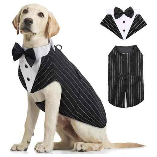 Kuoser hund smoking kostym för liten/medium/stor stor stor hund, husdjurskläder valp tröja med avtagbar svart fluga, hunddräkt formell outfit för bröllopsfest festival