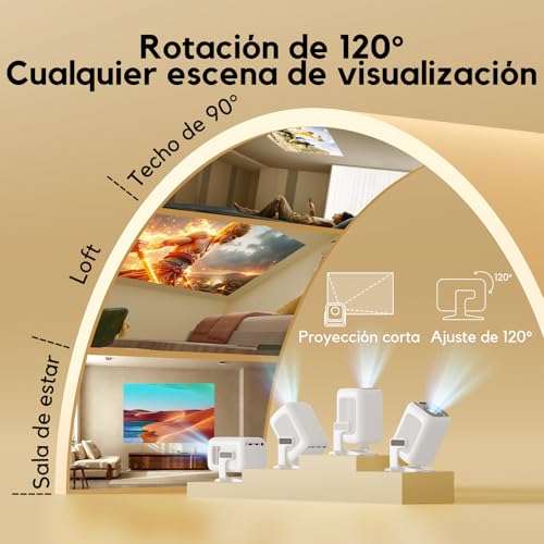 Proyector 4K [Apps Integrada & Auto Focus/Keystone] 2026 Upgraded AKIYO O4 Proyector Portátil 20000 Lumen con Android TV y Dual Control, con WiFi6 Bluetooth5.4 Zoom 50%, Cine en Casa para HDMI/USB/PS5