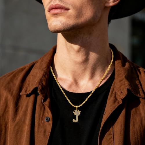 KYNOX A-Z Initial Necklace 14K Gold Pendant for Men Women, Letter Necklace Everyday Minimalist Accessories Hip Hop Alphabet Name Jewelry Mom Gifts — view 2