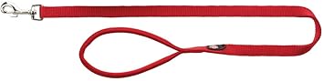 Trixie Premium Dog Leash, Comfortable and Adjustable Training Leash, Padded Nylon Loop, Adjustable Strap Suit The Length According to Your Comfort with Steel Hook, M-L: 1.0 m/20 mm, Red