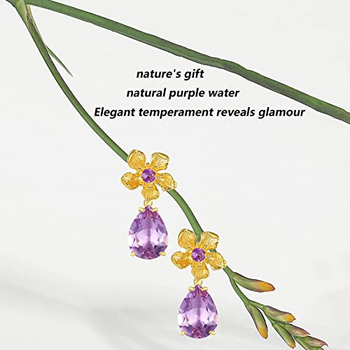 Mjjlt Earrings For Women Girls Amethyst Flowers Dangle Earrings Statement Earring Hypoallergenic Earrings For Birthday Party Christmas Jewelry Gift (Color : Purple, Size : 32 * 16Mm Two Pairs) #TOP3