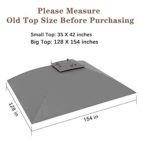SCOCANOPY Replacement Cover Compatible with SUNJOY Windsor Gazebo L-GZ717PST-C, 810213583,South Hampton Gazebo L-GZ659PST,A111011500 (Dark Gray)