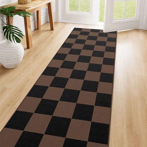 SOANNY Runner Rug for Hallway, 60x180cm Checkered Carpet, So