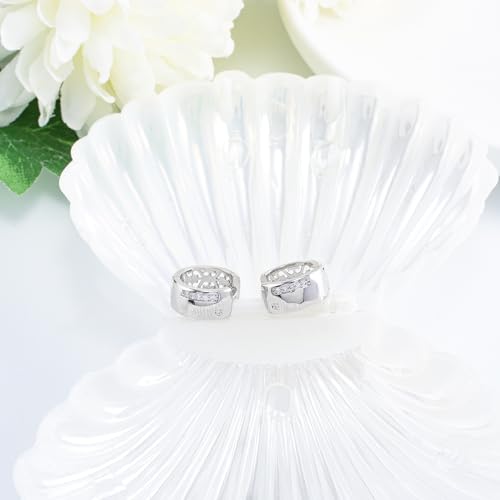 Small Huggie Hoop Earrings for Women Silver CZ Chunky Thick Cartilage Hoop Earrings Tiny Cubic Zirconia Cuffs Hoop Earrings Dainty Hypoallergenic Piercing Earrings Jewelry Gifts for Birthday Party4