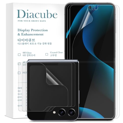 DIACUBE [3+3 Pack] for Samsung Galaxy Z Flip 6 EPU+TPU Screen Protector, 3 pcs HD Full Covered Outer Film + 3pcs Inner Film, Full Glue, High Clarity, Self-Healing, Bubble-Free Easy Installation with Alignment Jig.
