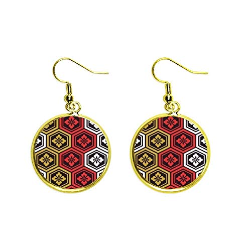 Pendientes dorados de cultura tradicional japonesa con diseño abstracto de gota para mujer