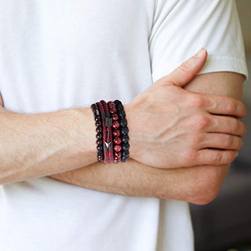 Casdan 4-5 Pcs Leather Woven Braided Bracelet For Men Women Wrap Cuff Bracelets Linen Hemp Cords Wood Beads Ethnic Tribal Wristband Adjustable 4 #TOP1
