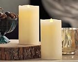 Gift Package 2 Pack Ivory Flameless Candles (D 3" x H 6") Flickering 3D Flame Effect, LED Pillar Can
