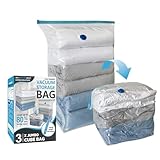 Cozy Essential 3 Pack Cube Vacuum Storage Bags, Jumbo Vacuum Cubes for Storage Vacuum Sealed, Extra Large Space Saver Vacuum Storage Bags for Bedding, Clothes, Comforters, Blanket