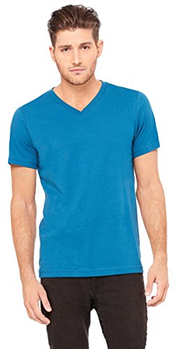 Image of Bella + Canvas Unisex Jersey Short Sleeve V-Neck Tee (Deep Teal) (XL) (US)