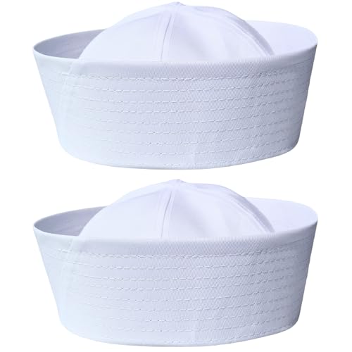 CCUFO White Sailor Hat Costume: US Navy Hats for Parties Halloween and Weddings 23.5" - 2 Pack