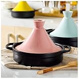 AIZYR Tagine Moroccan Ceramic Cooker Pot, Nonstick Cooking Tagine w/Ceramic Lid Cookware Stew Pan fo