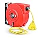 REELWORKS Retractable Extension Cord Reel Polypropylene Industrial 12AWG x 40' Feet Commercial Grade 3C SJT Cable with Triple Tap Connector 15A 125VAC 1875W 60Hz Circuit Breaker Best for Indoor Use