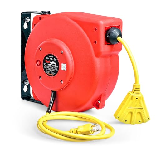 ReelWorks Retractable Extension Cord Reel Polypropylene 12AWG x 40' Foot by ReelWorks - Used condition - US$87.22