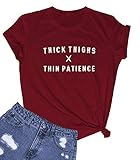 YITAN Women Graphic Cute Tshirts Printed Clothes Wine Red Large