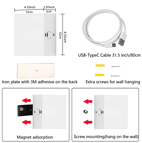Battery Operated Rgb Wall Lamp, Magnetic Wireless Dimmable With Remote Control, Wall Sconce Lighting Decor Set Of 2 For Bedroom Living Room Hallway (White 2Pack) #TOP3