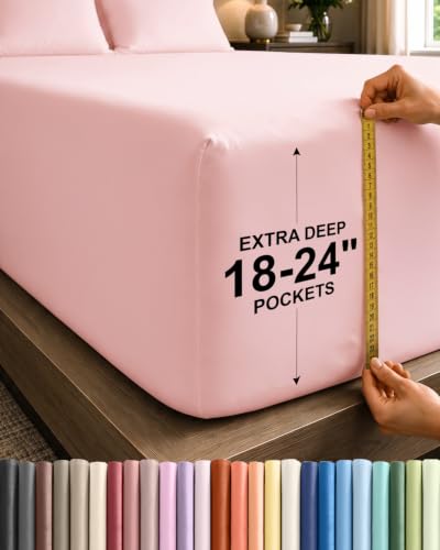 CGK Extra Deep Full Single Fitted Sheet Only - Baby Pink