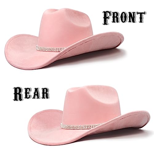 Image of FLUFFY SENSE. Cowboy Hat for Women and Men with Shapeable Wide Brim - Felt Cattleman Western Hats for Cowboys and Cowgirls