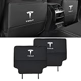 for Tesla Model 3/Y Back Seat Child Kick Mats, 2 Packs Seat Protector Mat, PU Leather Backseat Prote