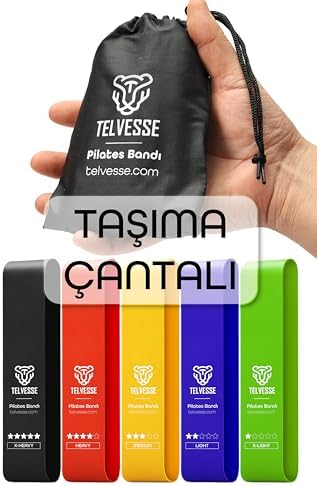 5’li Çantalı Pilates Direnç Bandı Seti | Egzersiz Squat Aerobik İçin Kapalı Uç Loop Lastik Mixed - Görsel 3