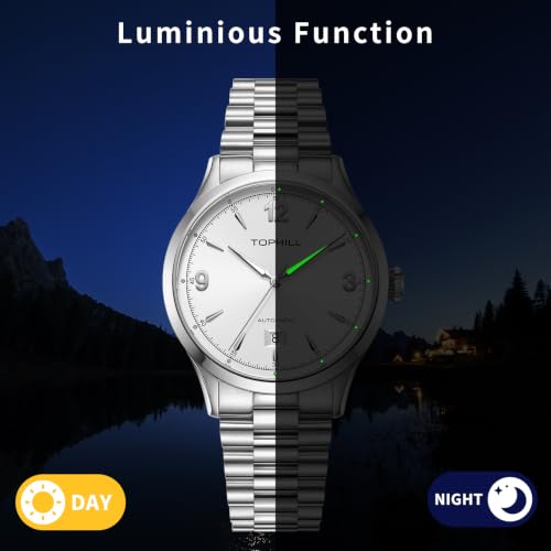 Image of TOPHILL Men Watches Automatic Mechanical Watches - Dive, GMT, Chronograph & Dress Styles | 316L Stainless Steel, Sapphire Crystal, Ceramic Bezel | 5ATM-300M Waterproof with Super Luminous | Classic Business & Sport Casual