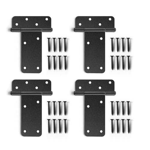 6 inch Gate Hinges,280 Lbs Capacity, Matte Black,4 Pack Heavy Duty Hinge