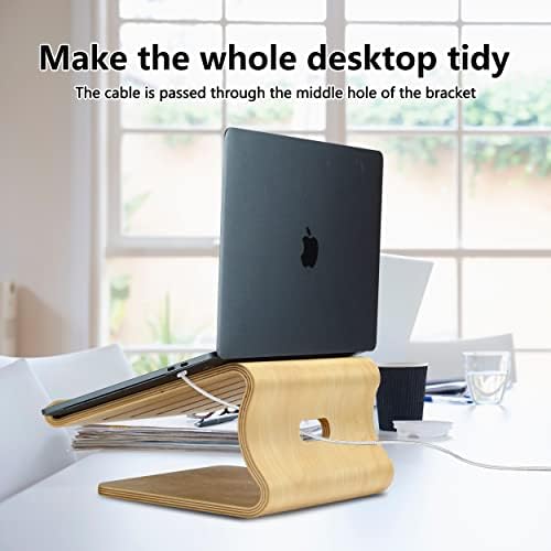 SAMDI Wooden Laptop Stand/Wooden Portable Laptop Riser Holder, Ergonomic Ventilated Cooling Laptop Holder,Universal MacBook Air/Pro, Other Notebook Laptops (White Birch