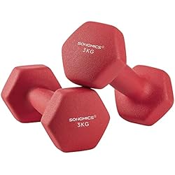 Mancuernas 3 Kg Sprinter SONGMICS Juego de 2 Mancuernas, 2 x 3 kg, Recubrimiento de Vinilo Antideslizante, con Acabado Mate, para Gimnasia en Casa, Entrenamiento de Ejercicios de Fitness, Rojo SYL66RD