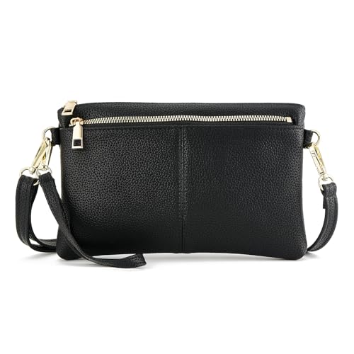 ZOOEASS Triple Zip Small Crossbody Bag Lightweight Purses Vegan Leather