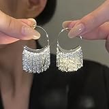 SELCOA Pendientes de aro Redondos de Moda, Pendientes Largos de Borla llamativos para Mujer, Boda, joyería Diaria, Colgante, Regalo