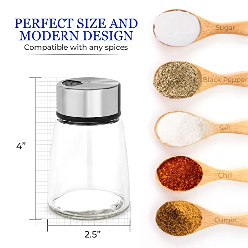 Salt And Pepper Shakers Set With Adjustable Pour Holes - Stainless Steel Spice Dispenser - Perfect For Pink Himalayan, Table Salt, Black And White Pepper #TOP5