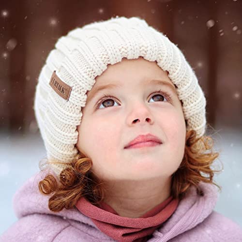 Furtalk Toddler Beanie Satin Lined Baby Boys Girls Winter Hats Pom Pom Beanies For Kids White #TOP7