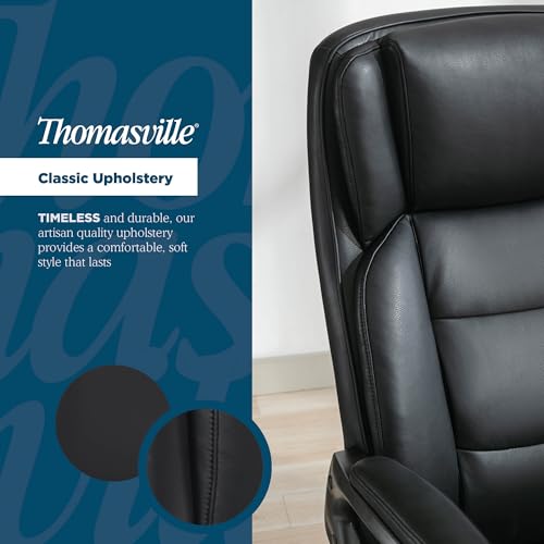 Thomasville® Lansing Big & Tall Office Chair, High-Back DeskChair, Adjustable Ergonomic Support, Vegan Leather, Semi-Plush ComfortCraft Seat Cushion Technology, Padded Headrest & Armrests, Black