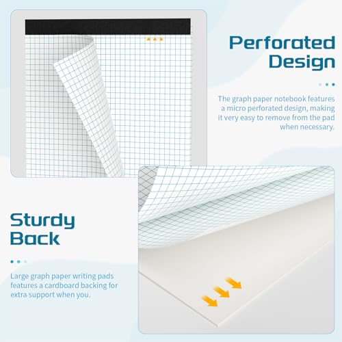 Graph Paper Pads 8.5 x 11 Graph Paper Notebook, 3 Pack 4x4 Quad Grid Paper, 30 Sheets Lined Paper Grid Notebook, Grid Paper Notebook 8.5 x 11 Engineering Paper for Drawing, Designi image 5