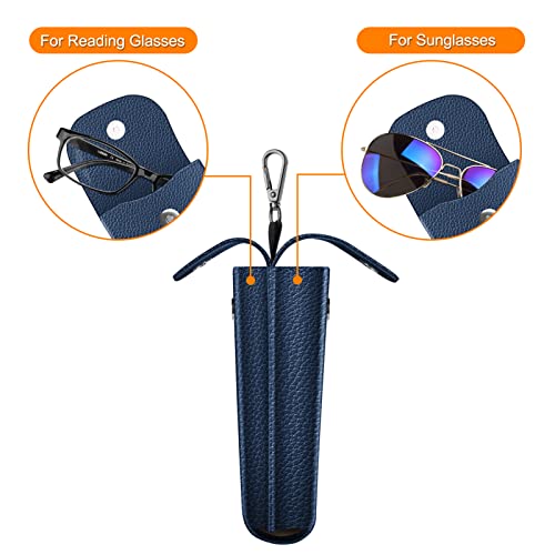 Image of FINTIE Double Glasses Case with Carabiner Hook, Portable Vegan Leather Eyeglass Case Anti-scratch Sunglasses Pouch