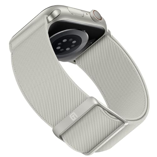 Suphart Compatible with Apple Watch Band 42mm 41mm 40mm 38mm for Men Women Stretchy Solo Loop Band Nylon Sport Band Designed for Apple Watch SE Series 10 9 8 7 6 5 4, Starlight