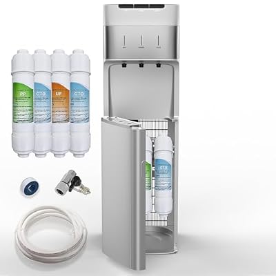 SOOPYK Self Cleaning Bottleless Water Cooler Dispenser with 4 Stage Water Filter 3 Temperature Settings Silver
